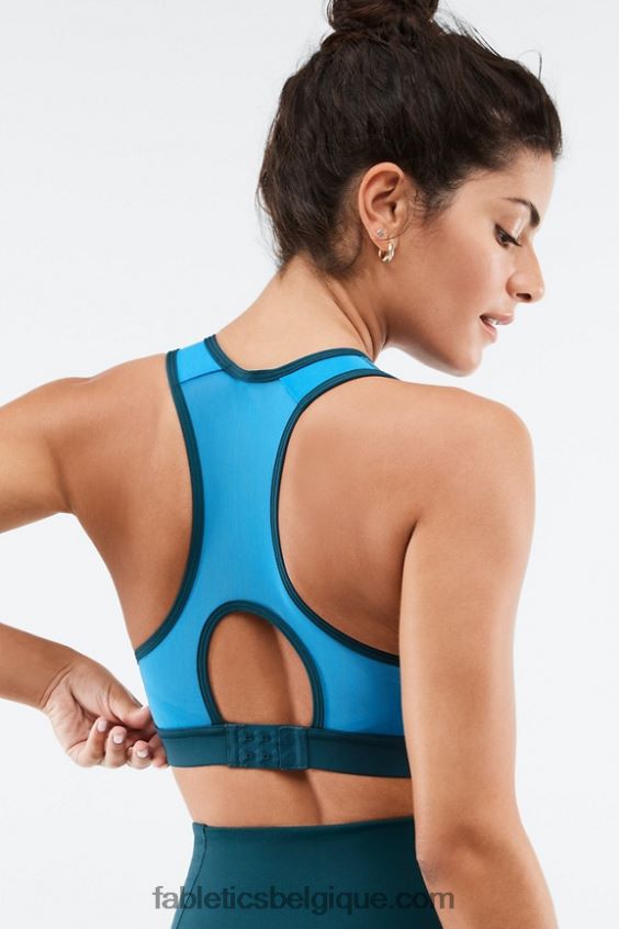 soutien-gorge de sport à impact élevé avec fermeture éclair sur le devant femmes Fabletics 404P0T1426 vague de minuit/atlantide