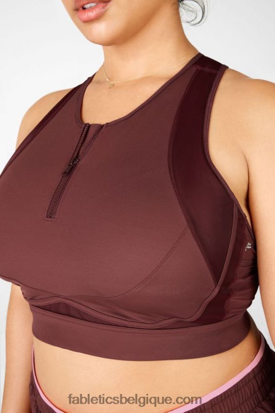 soutien-gorge de sport à impact élevé avec fermeture éclair sur le devant femmes Fabletics 404P0T1449 rouiller