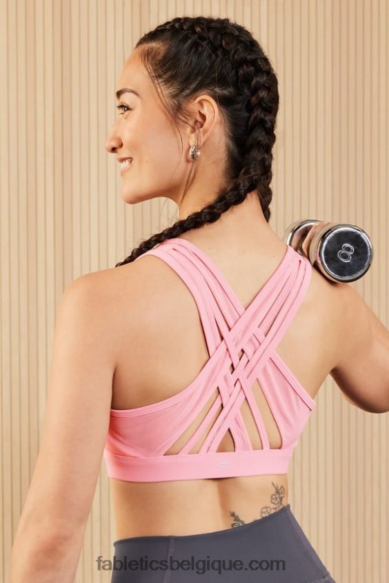 soutien-gorge de sport à impact élevé faye femmes Fabletics 404P0T1383 fard à joues rouge/crème au beurre rose