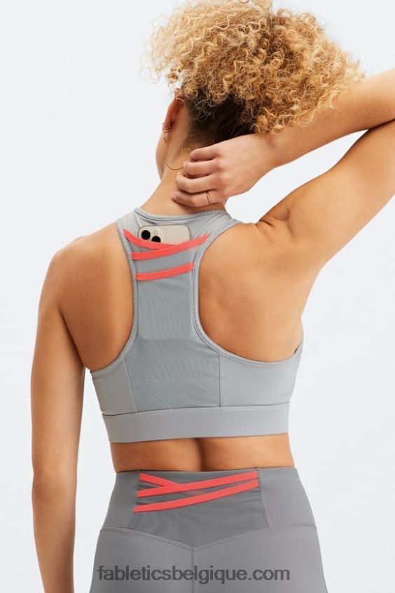 soutien-gorge de sport à impact élevé trinity 97 femmes Fabletics 404P0T1374 gris carrière/atomique