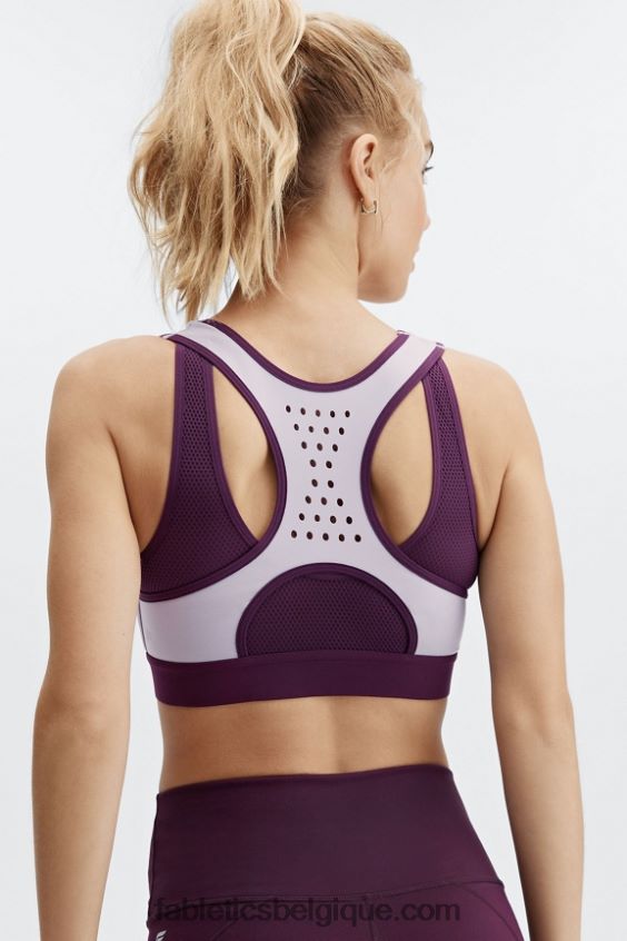 soutien-gorge de sport zippé à l'avant elsie femmes Fabletics 404P0T1422 violet gris/aubergine foncée