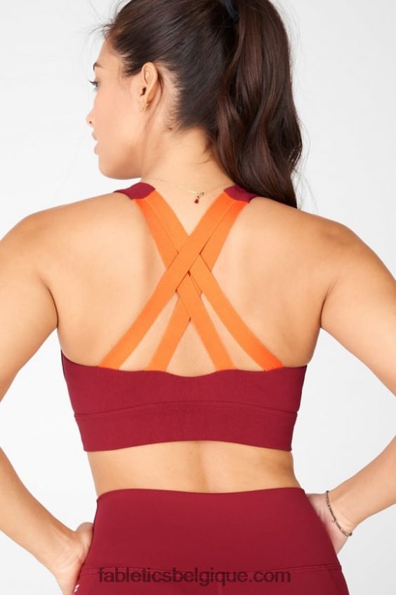 brassière de sport freya en maille sculpturale femmes Fabletics 404P0T1899 brique/mandarine