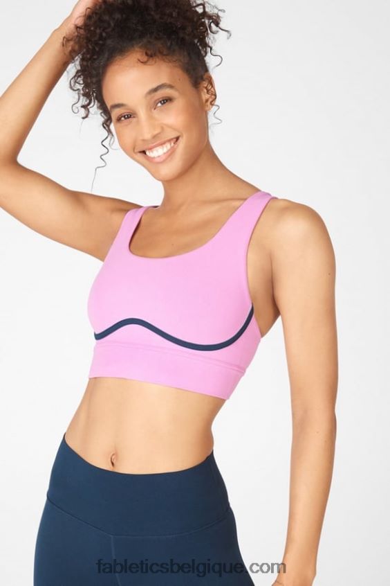 brassière de sport freya en maille sculpturale femmes Fabletics 404P0T1900 misty lilas/bleu nova
