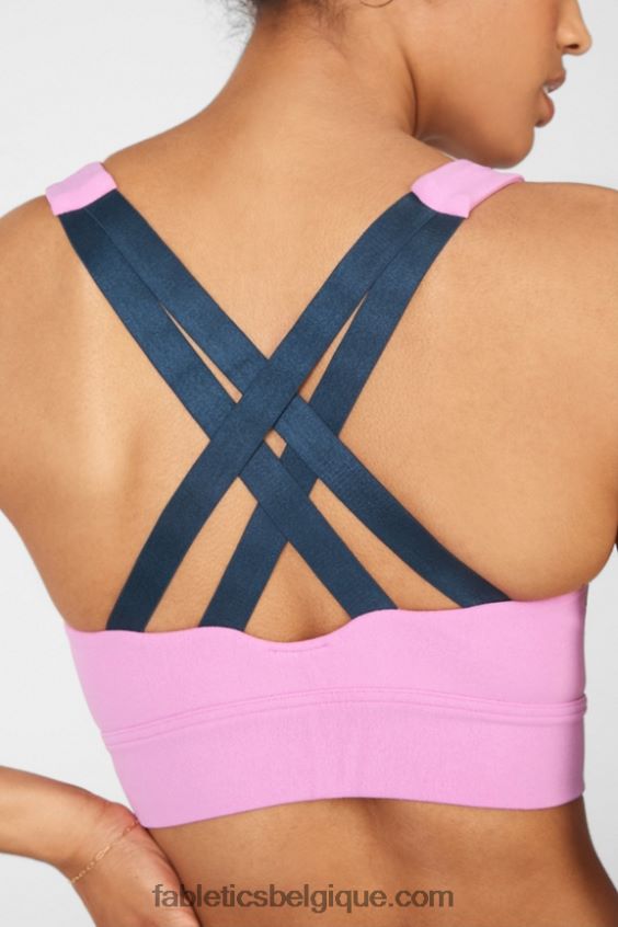 brassière de sport freya en maille sculpturale femmes Fabletics 404P0T1900 misty lilas/bleu nova