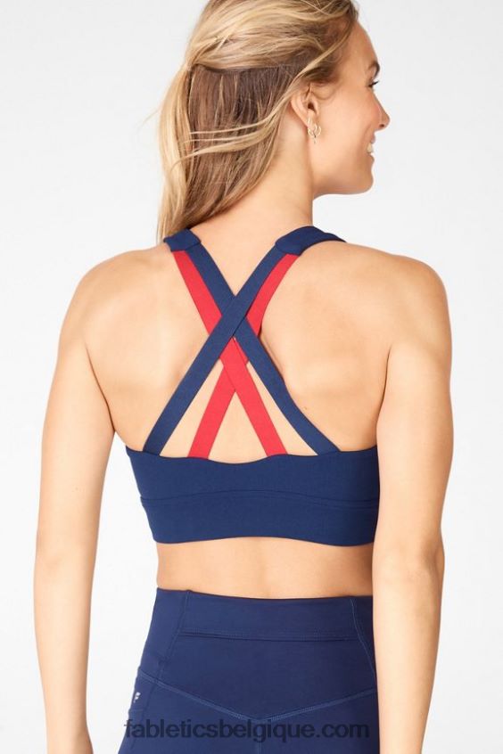 brassière de sport freya en maille sculpturale femmes Fabletics 404P0T1901 abîme/vermillon