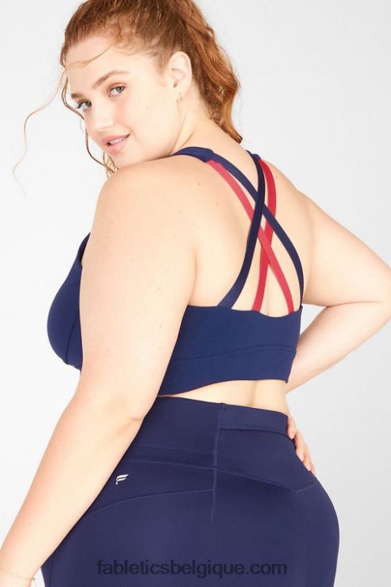 brassière de sport freya en maille sculpturale femmes Fabletics 404P0T1902 abîme/vermillon