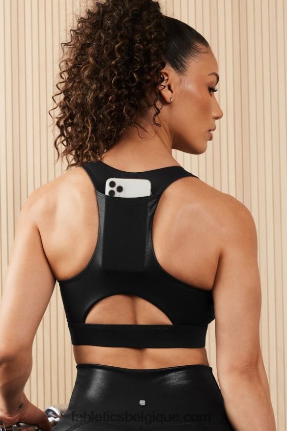 brassière de sport midi à impact moyen on-the-go 127 femmes Fabletics 404P0T1820 feuille de brouillard noir