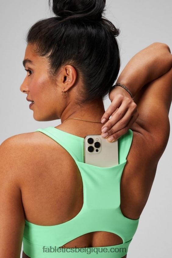 brassière de sport midi à impact moyen on-the-go 127 femmes Fabletics 404P0T1822 citron vert sucré