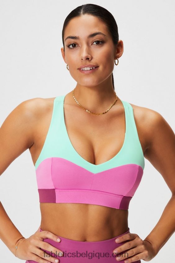 brassière de sport midi à impact moyen on-the-go 127 femmes Fabletics 404P0T1824 baie brumeuse/pop rose/joues roses
