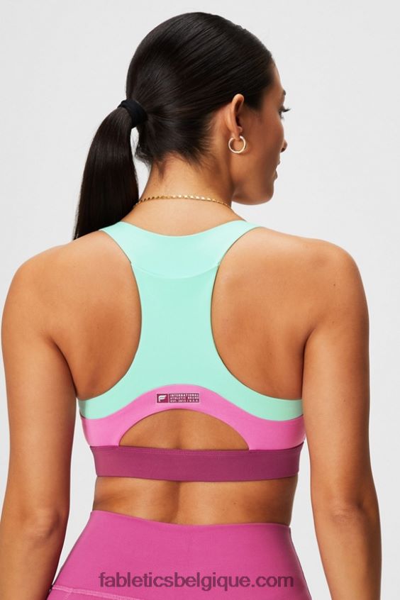 brassière de sport midi à impact moyen on-the-go 127 femmes Fabletics 404P0T1824 baie brumeuse/pop rose/joues roses