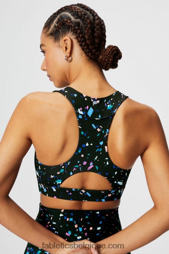 brassière de sport midi à impact moyen on-the-go 128 femmes Fabletics 404P0T1825 terrazzo noir