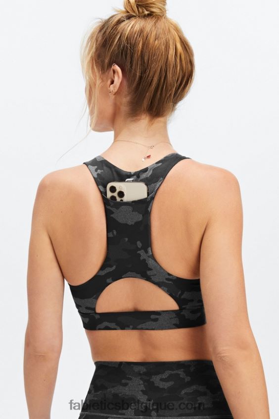 brassière de sport midi à impact moyen on-the-go 128 femmes Fabletics 404P0T1829 camouflage anthracite