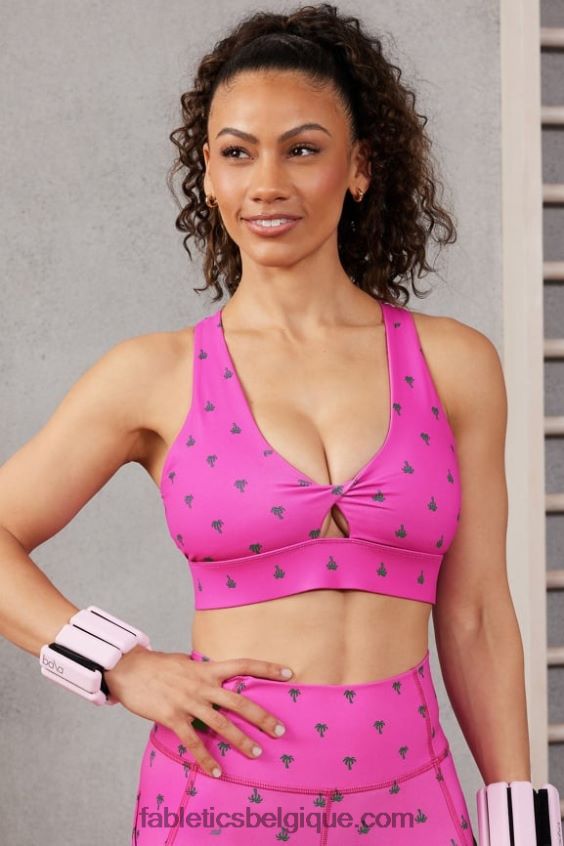 brassière de sport oasis twist 105 femmes Fabletics 404P0T1702 palmier d'évasion rose