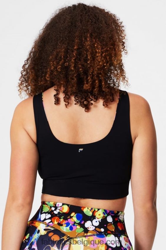 soutien-gorge de sport harlyn midi à impact moyen femmes Fabletics 404P0T1849 noir kaléidoscopique/noir