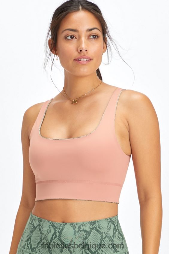 soutien-gorge de sport harlyn midi à impact moyen femmes Fabletics 404P0T1851 serpent cactus/canyon rose