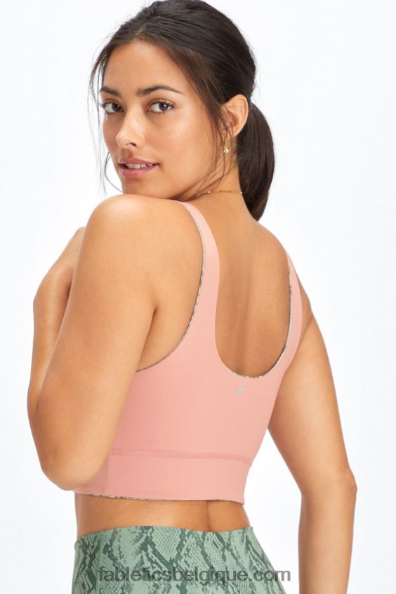 soutien-gorge de sport harlyn midi à impact moyen femmes Fabletics 404P0T1851 serpent cactus/canyon rose