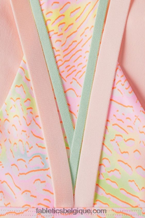 soutien-gorge de sport à impact moyen boost 118 femmes Fabletics 404P0T1773 léopard corail/crème au beurre rose/citron vert