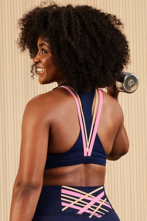soutien-gorge de sport à impact moyen boost 118 femmes Fabletics 404P0T1775 bleu marine foncé/multicolore
