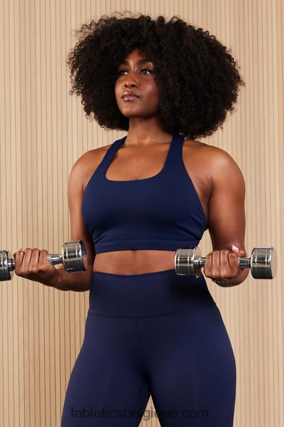 soutien-gorge de sport à impact moyen boost 118 femmes Fabletics 404P0T1775 bleu marine foncé/multicolore