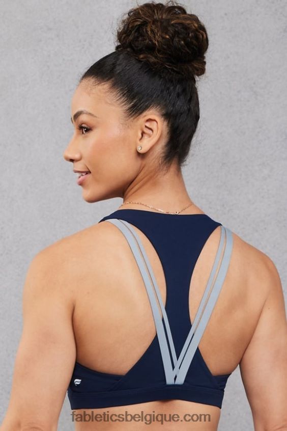 soutien-gorge de sport à impact moyen boost 123 femmes Fabletics 404P0T1799 marine profond/nuage de pluie