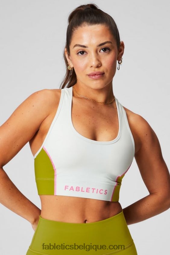 soutien-gorge de sport à impact moyen en déplacement 112 femmes Fabletics 404P0T1739 gris menthe/oliveraie