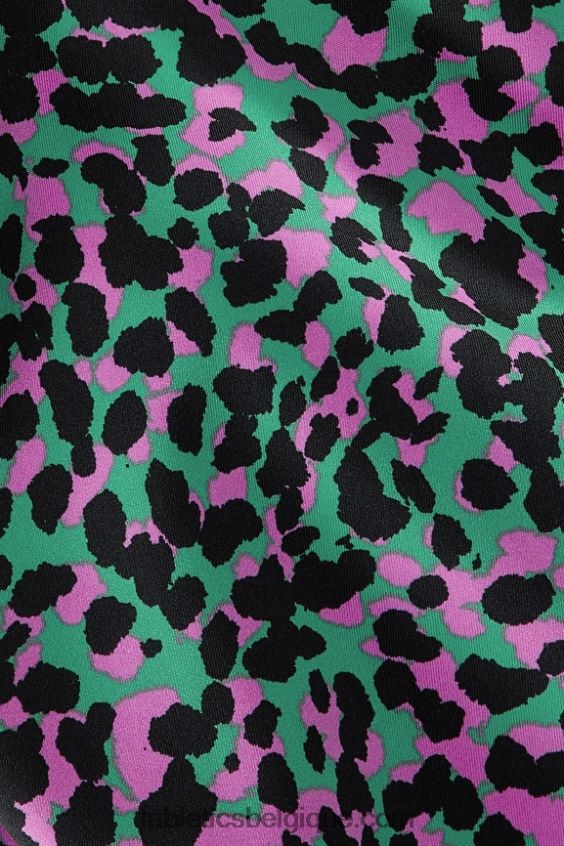 soutien-gorge de sport à impact moyen en déplacement 112 femmes Fabletics 404P0T1740 taches de safari vert herbe/noir