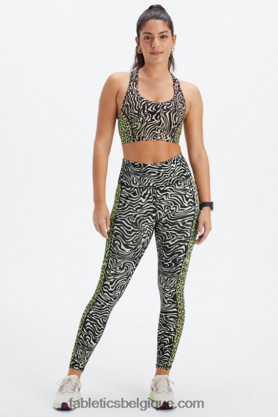soutien-gorge de sport à impact moyen en déplacement 113 femmes Fabletics 404P0T1746 zèbre marbré/surligneur guépard ondulé
