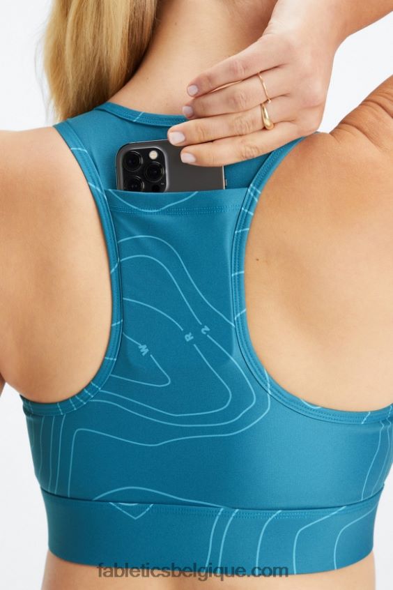 soutien-gorge de sport à impact moyen en déplacement 113 femmes Fabletics 404P0T1747 hydrow bathymétrie bleu foncé