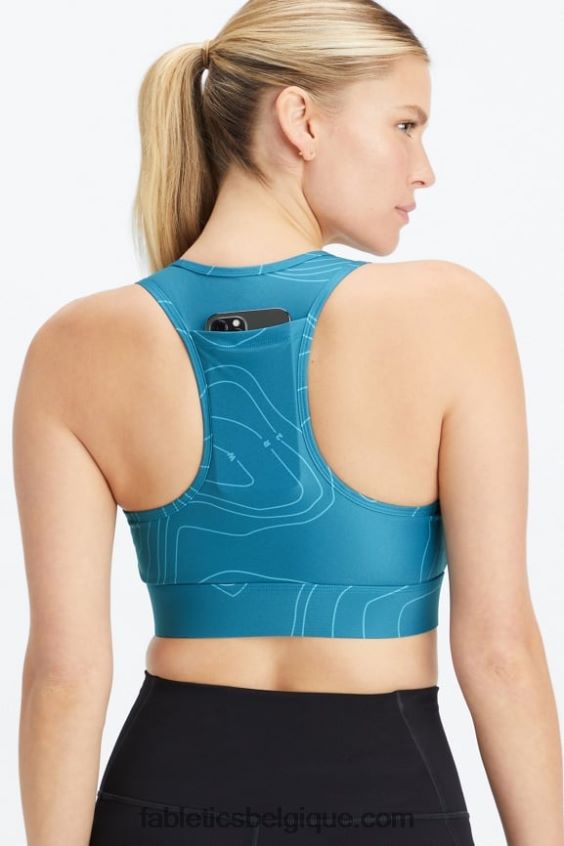 soutien-gorge de sport à impact moyen en déplacement 113 femmes Fabletics 404P0T1747 hydrow bathymétrie bleu foncé