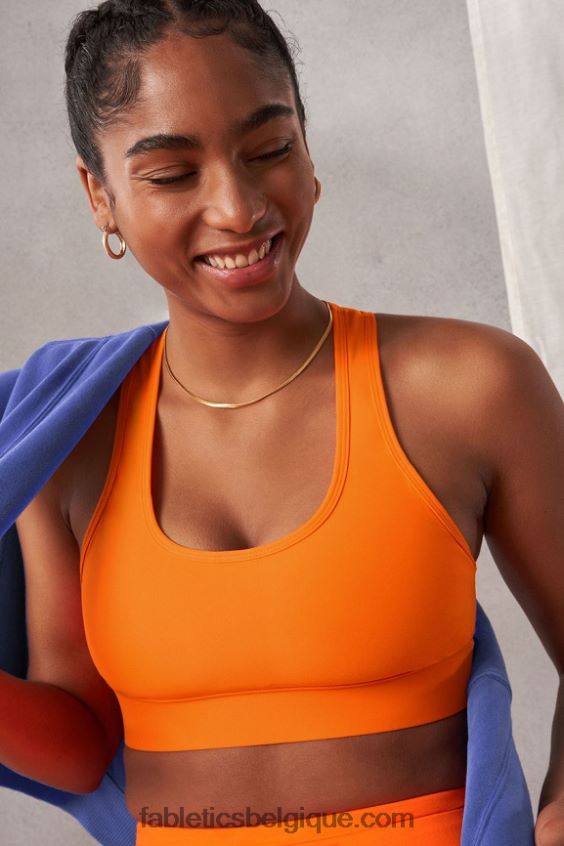 soutien-gorge de sport à impact moyen en déplacement 114 femmes Fabletics 404P0T1749 orange clignotant