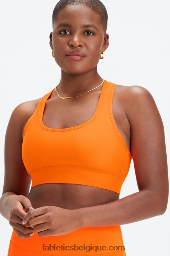 soutien-gorge de sport à impact moyen en déplacement 114 femmes Fabletics 404P0T1749 orange clignotant