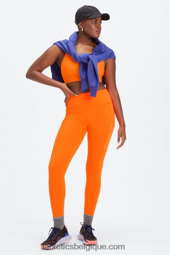 soutien-gorge de sport à impact moyen en déplacement 114 femmes Fabletics 404P0T1749 orange clignotant