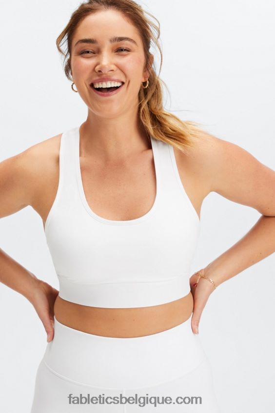 soutien-gorge de sport à impact moyen en déplacement 115 femmes Fabletics 404P0T1754 blanc brillant