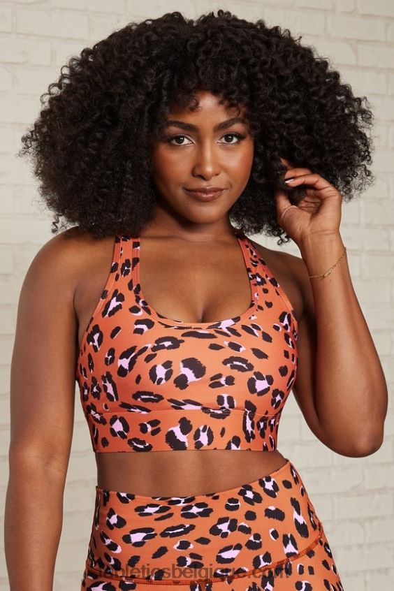 soutien-gorge de sport à impact moyen en déplacement 115 femmes Fabletics 404P0T1755 lion ondulé ocre brûlé