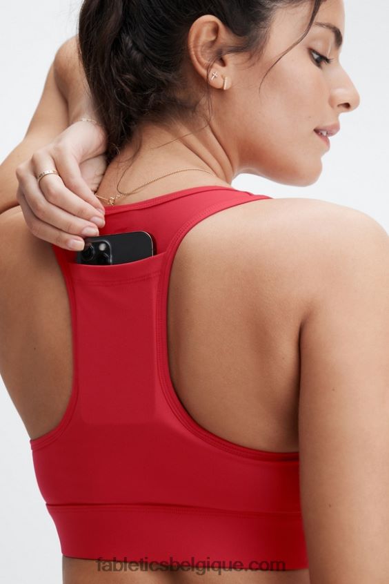 soutien-gorge de sport à impact moyen en déplacement 115 femmes Fabletics 404P0T1760 haute rouge
