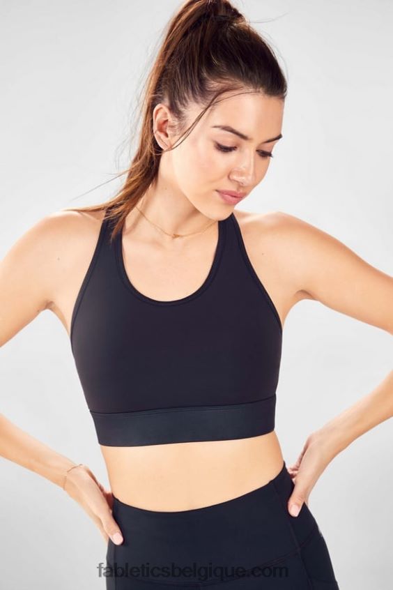 soutien-gorge de sport à impact moyen en déplacement 116 femmes Fabletics 404P0T1763 éclat noir