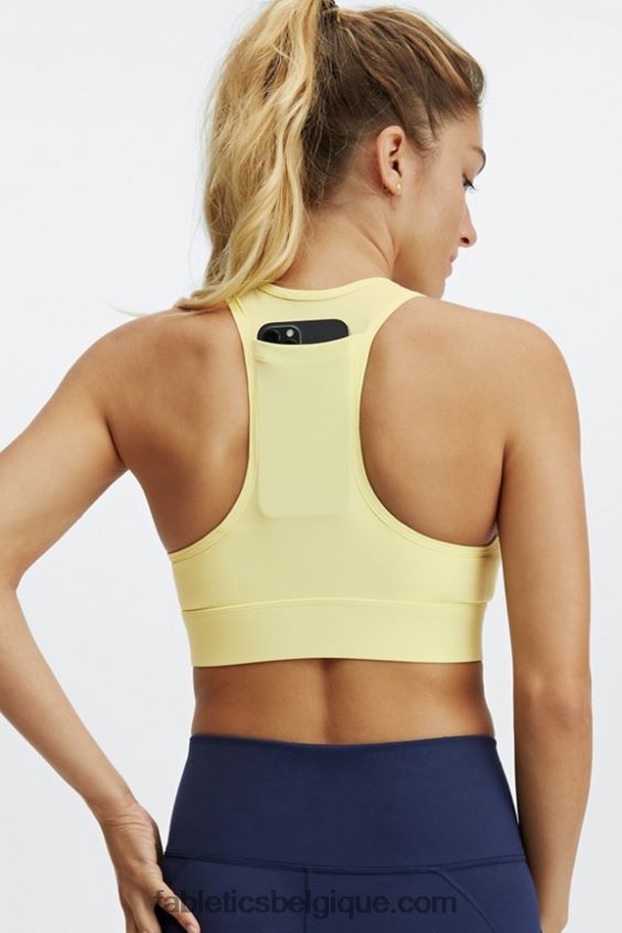 soutien-gorge de sport à impact moyen en déplacement 116 femmes Fabletics 404P0T1764 crème au citron