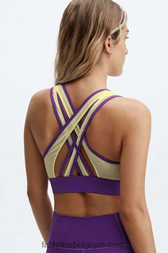 soutien-gorge de sport à impact moyen faye femmes Fabletics 404P0T1908 baiser aux baies/crème au citron