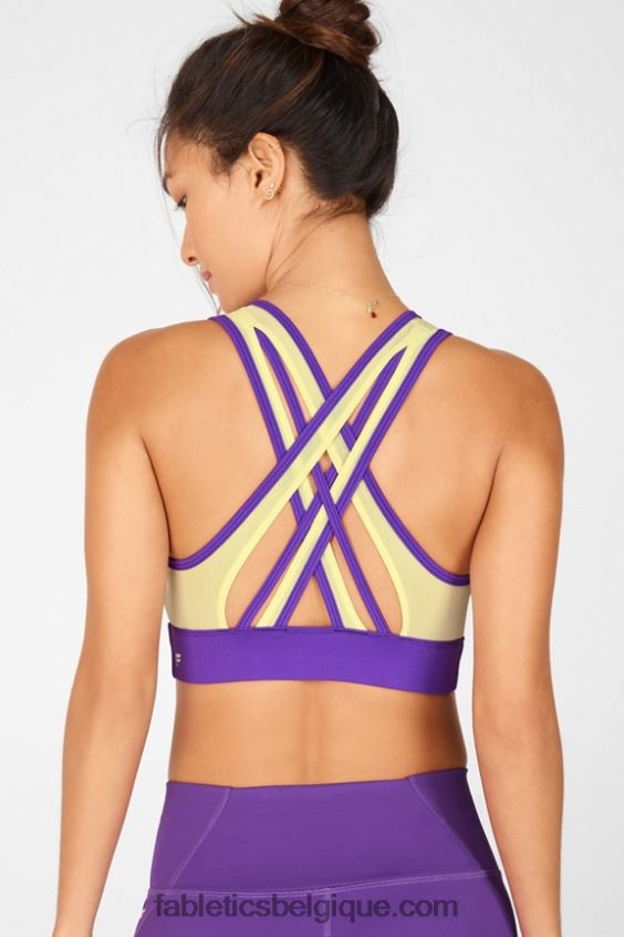 soutien-gorge de sport à impact moyen faye femmes Fabletics 404P0T1908 baiser aux baies/crème au citron