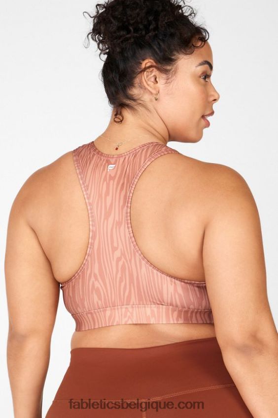 soutien-gorge de sport à impact moyen imprimé sauge femmes Fabletics 404P0T1919 grain de bois