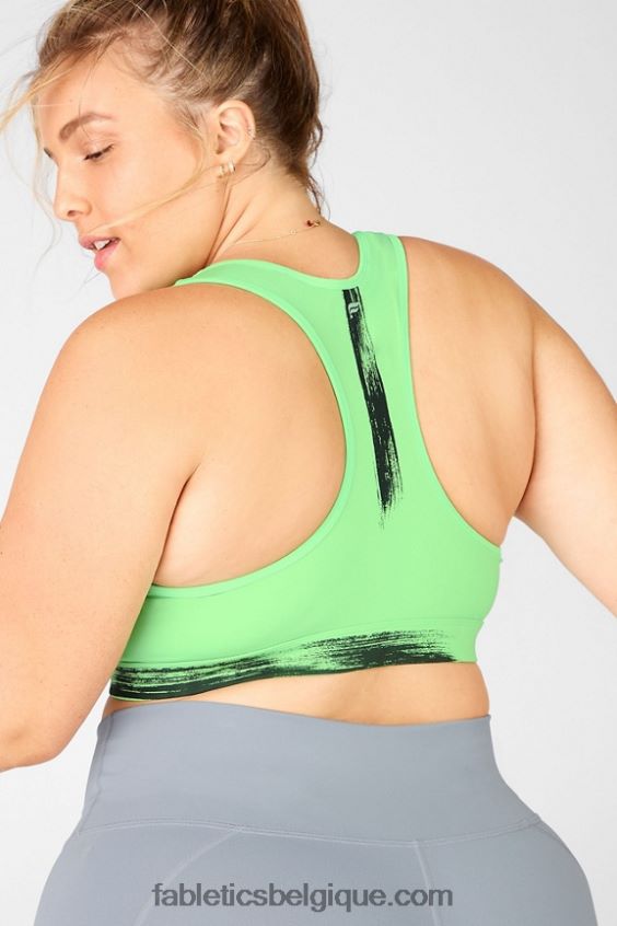 soutien-gorge de sport à impact moyen imprimé sauge femmes Fabletics 404P0T1942 perruche/coup de pinceau