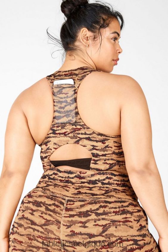 soutien-gorge de sport à impact moyen midi on-the-go 131 femmes Fabletics 404P0T1843 logo tigresse de cacao/cacao