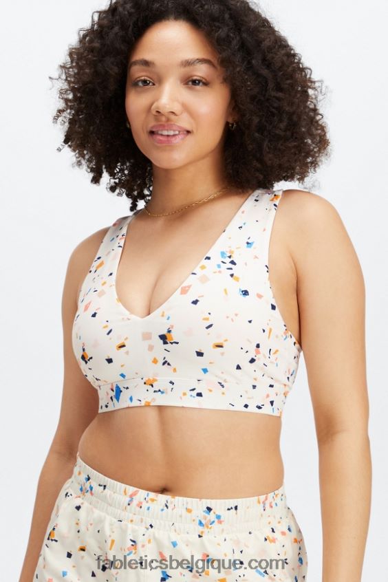 soutien-gorge de sport mi-long à impact moyen 129 femmes Fabletics 404P0T1830 logo terrazzo/réfléchissant