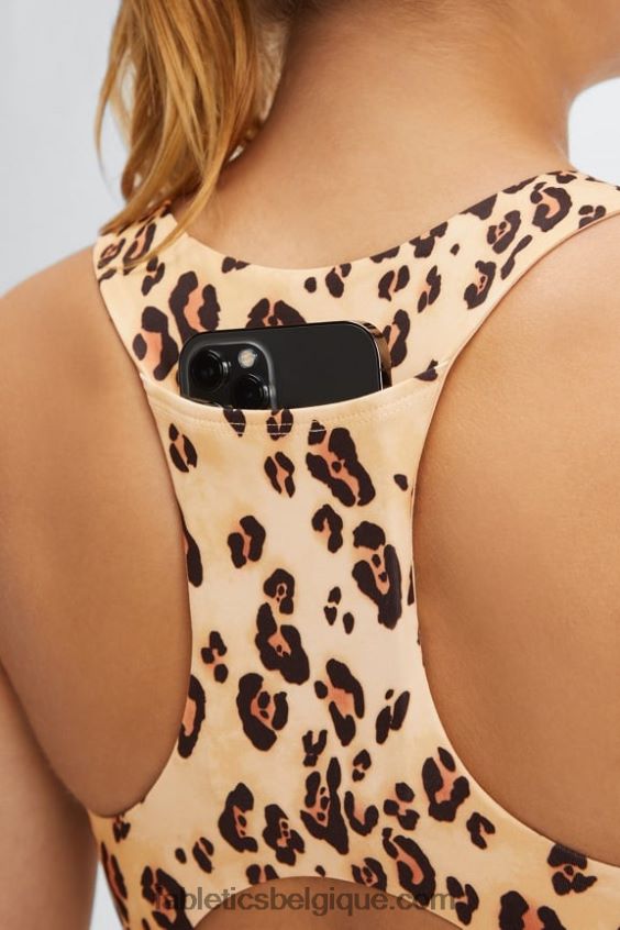 soutien-gorge de sport mi-long à impact moyen 129 femmes Fabletics 404P0T1832 léopard du désert