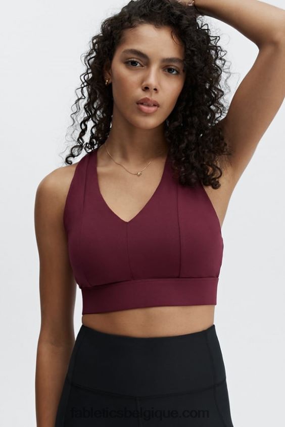 soutien-gorge de sport mi-long à impact moyen 129 femmes Fabletics 404P0T1834 logo vin de porto/vin de porto
