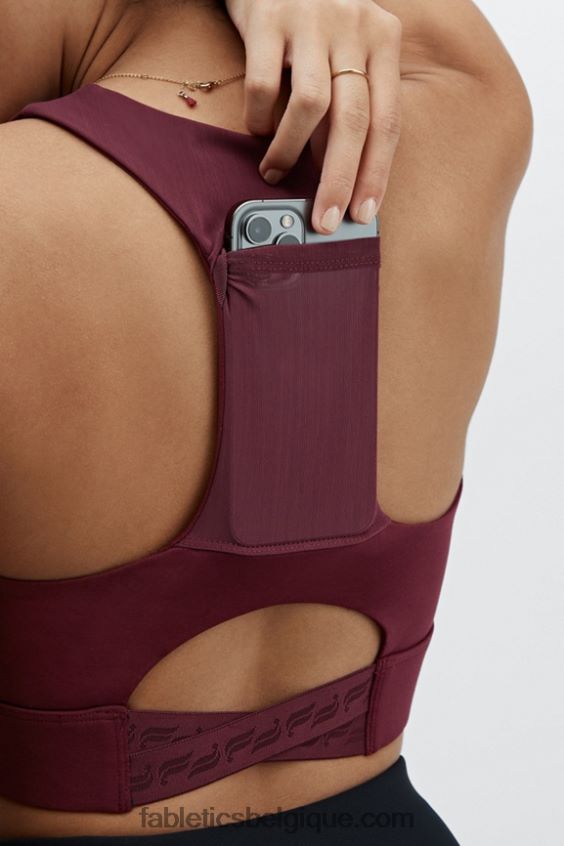 soutien-gorge de sport mi-long à impact moyen 129 femmes Fabletics 404P0T1834 logo vin de porto/vin de porto