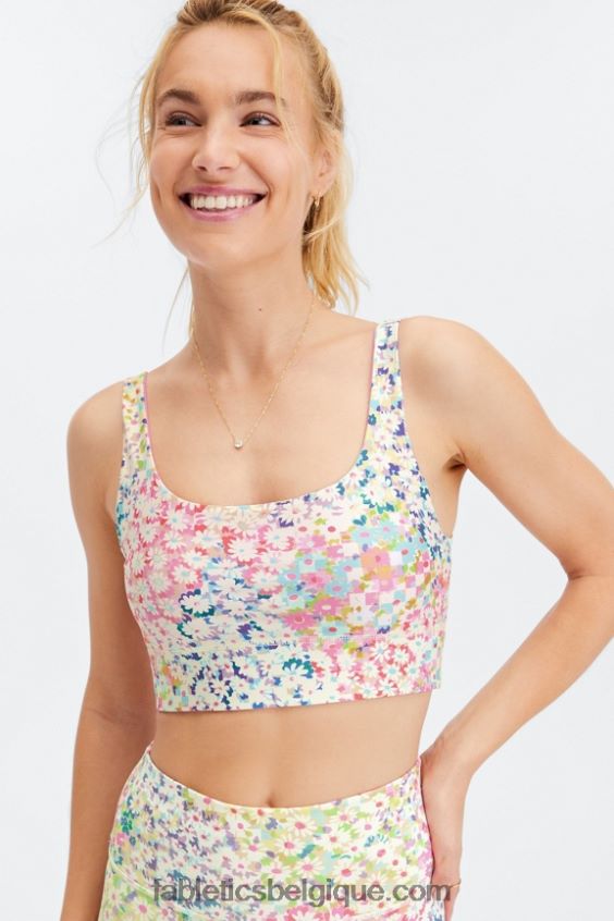 soutien-gorge de sport midi réversible harlyn à impact moyen femmes Fabletics 404P0T1852 patchwork marguerite/marbre rose