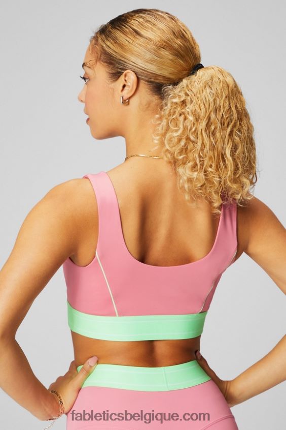 soutien-gorge de sport passepoilé impact moyen femmes Fabletics 404P0T1815 fard à joues/lime sucrée