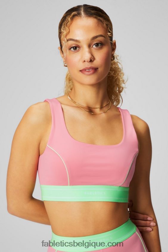 soutien-gorge de sport passepoilé impact moyen femmes Fabletics 404P0T1815 fard à joues/lime sucrée