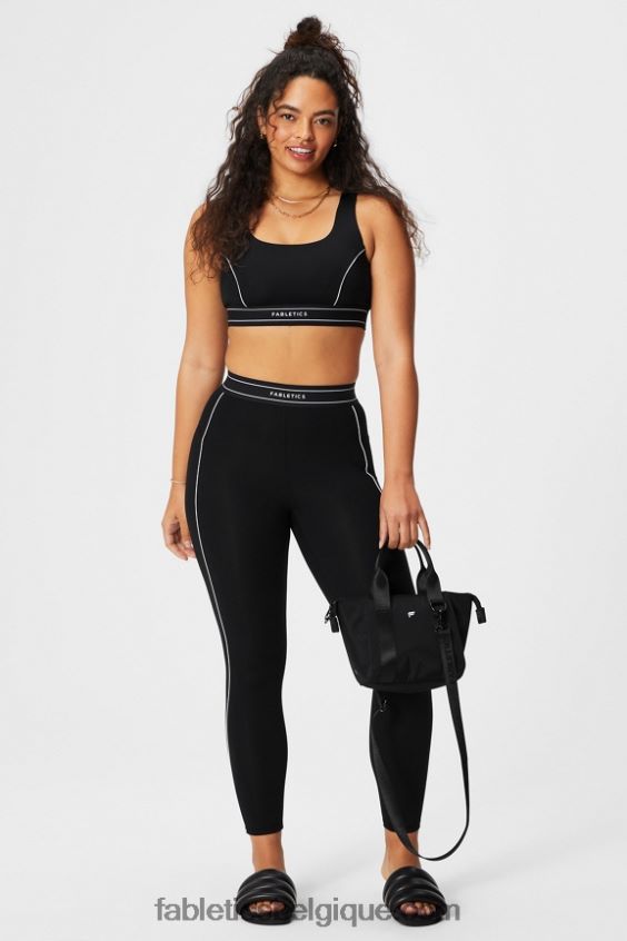 soutien-gorge de sport passepoilé impact moyen femmes Fabletics 404P0T1816 logo noir/blanc classique
